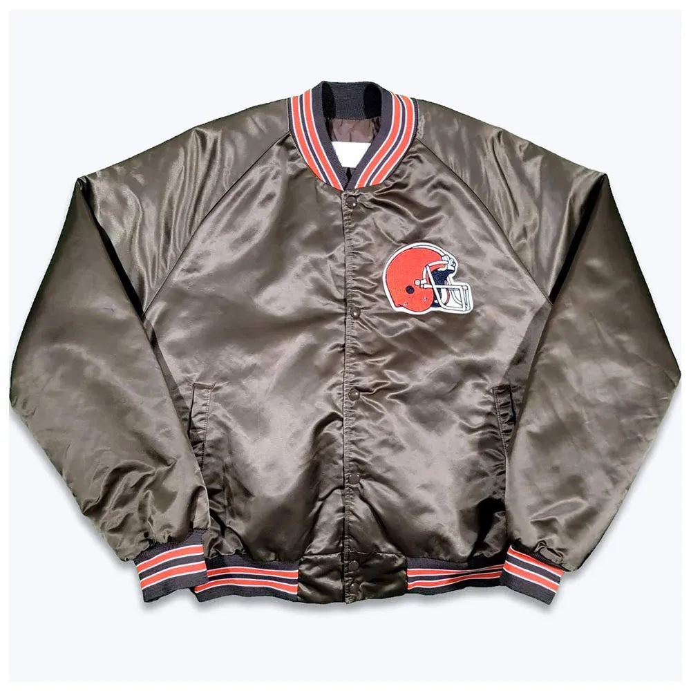 Cleveland Browns 80s Bomber Satin Jacket - back view