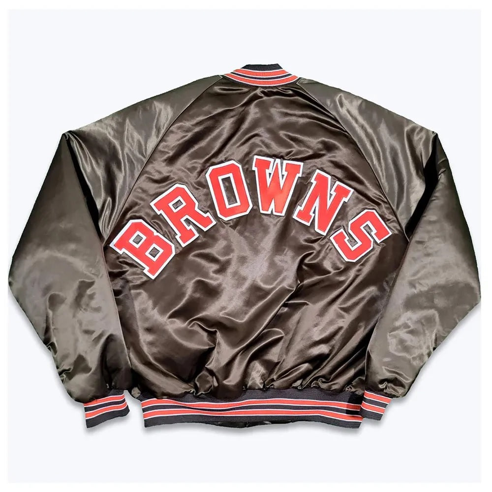 Cleveland Browns 80s Bomber Satin Jacket - side view