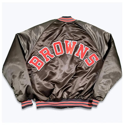 Cleveland Browns 80s Bomber Satin Jacket - side view