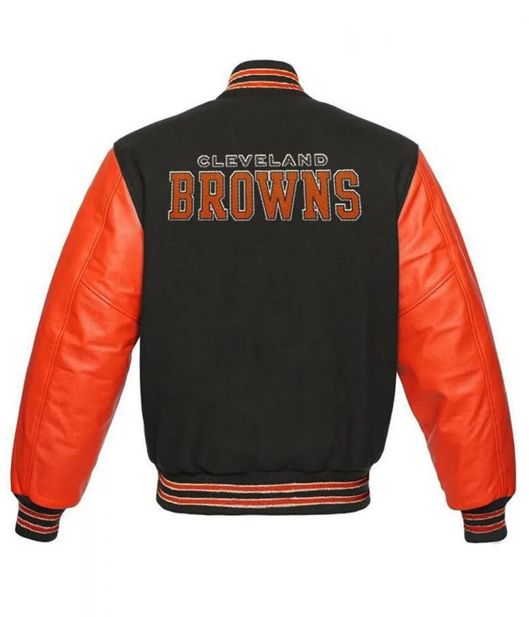 Cleveland Browns Grey and Orange Jacket - back view