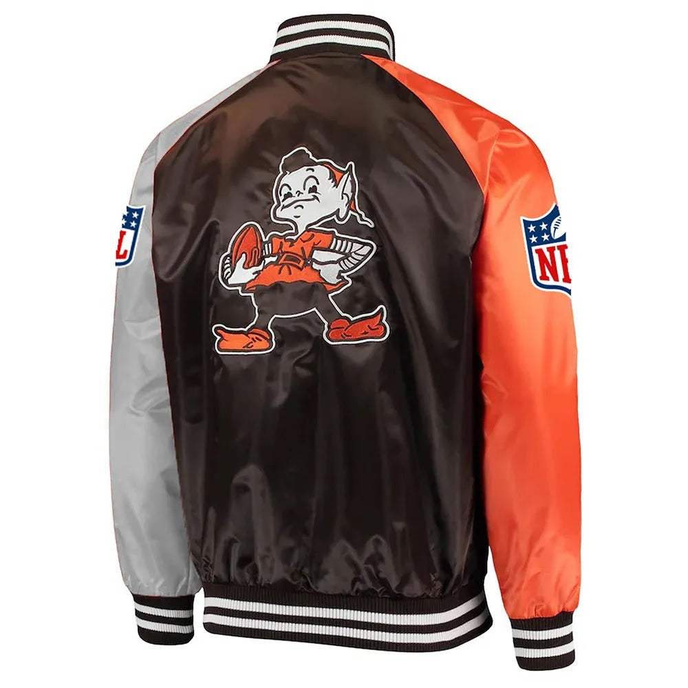 Cleveland Browns Lead Off Varsity Satin Jacket - back view