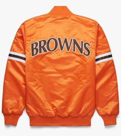 Cleveland Brown Starter Gridson Satin Jacket - back view