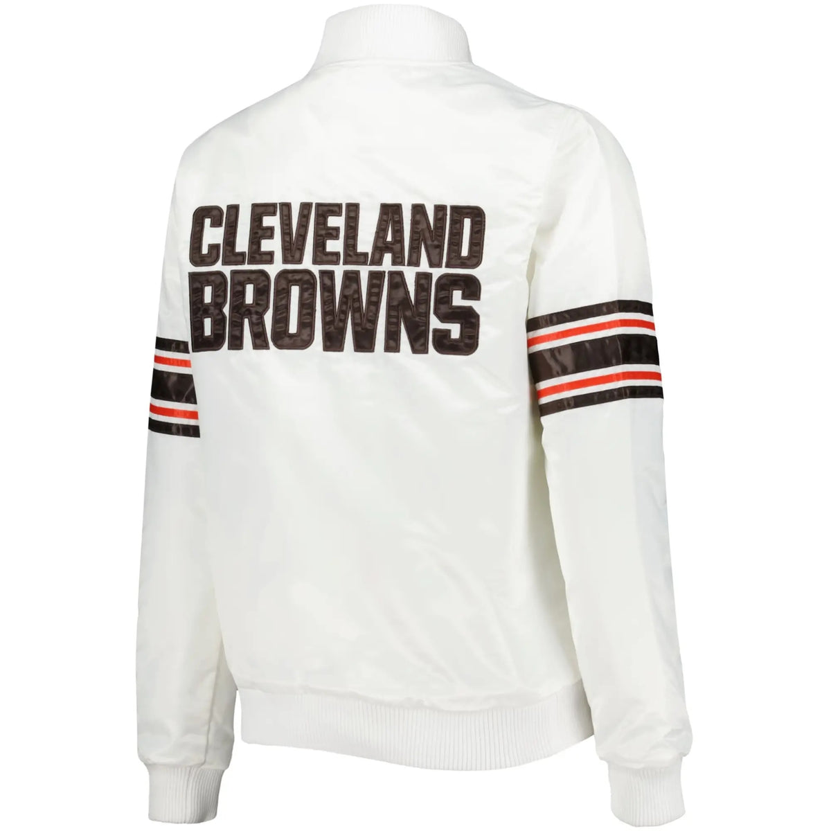 Cleveland Browns Starter White Line Up Satin Varsity Jacket - back view