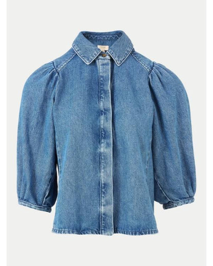 Coleen Rooney S01 Coleen Rooney Puff Sleeve Denim Shirt - view 2
