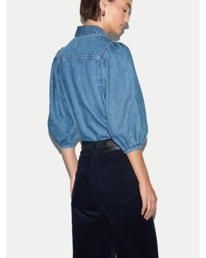 Coleen Rooney S01 Coleen Rooney Puff Sleeve Denim Shirt - view 3