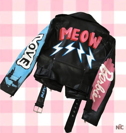 Custom Text Jacket Painted Faux Leather Motorcycle Jacket Danger Clanton Jacket