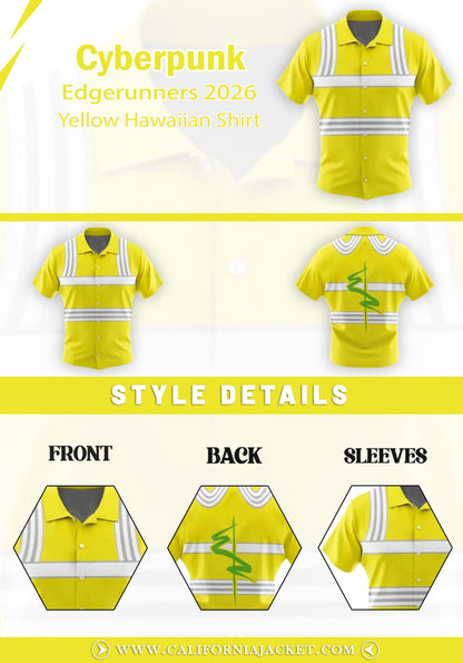 Cyberpunk Edgerunners 2026 Yellow Hawaiian Shirt - view 3