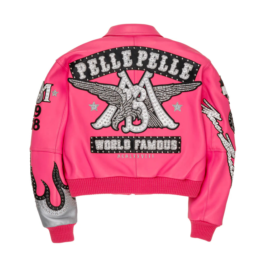 World Famous Pelle Pelle Women's Pink Jacket - back view