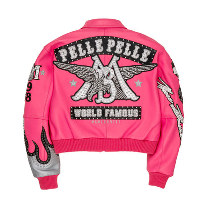 World Famous Pelle Pelle Women's Pink Jacket - back view