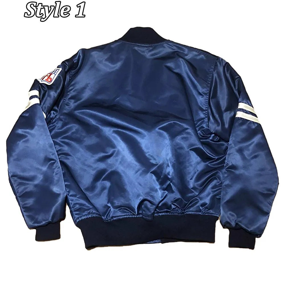 Dallas Cowboys 1990’s Satin Navy Jacket - side view