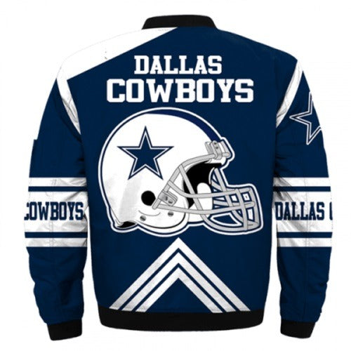 Dallas Cowboys Blue Bomber Jacket - back view