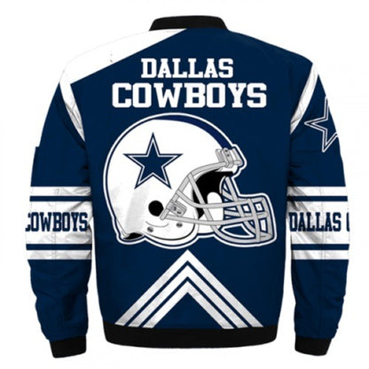 Dallas Cowboys Blue Bomber Jacket - back view