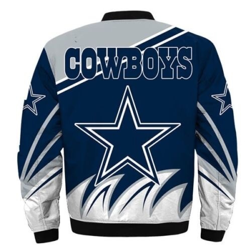 Dallas Cowboys Blue and White Bomber Jacket - back view