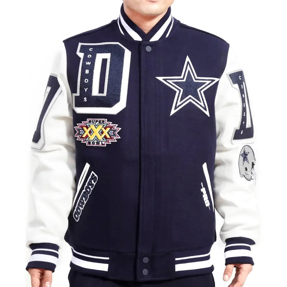 Dallas Cowboys Football Team Players Varsity Jacket - back view