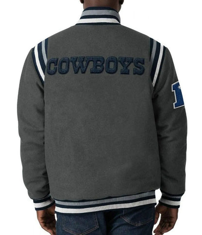 Dallas Cowboys Gray Varsity Wool Jacket - back view