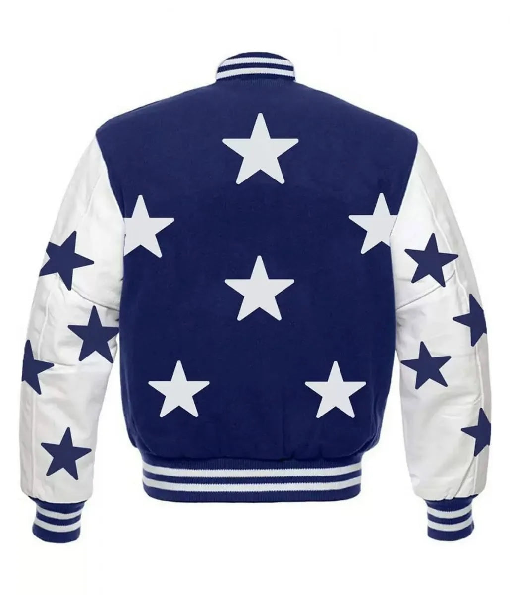 Dallas Cowboys Stars Varsity Royal Blue and White Jacket - back view
