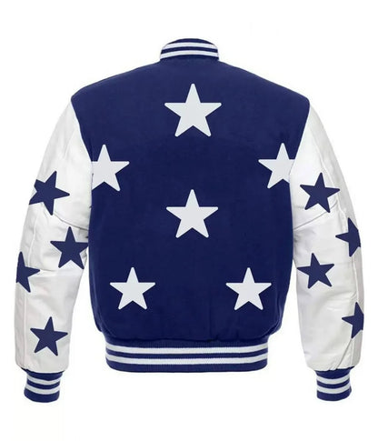 Dallas Cowboys Stars Varsity Royal Blue and White Jacket - back view