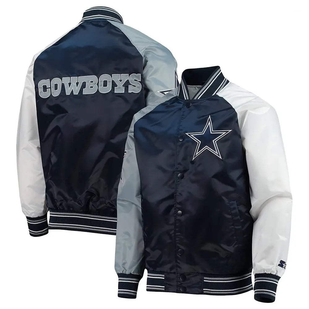 Dallas Cowboys The Reliever Varsity Satin Jacket - detail view