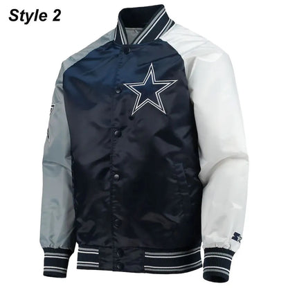 Dallas Cowboys The Tradition II Satin Blue and Grey Jacket - back view