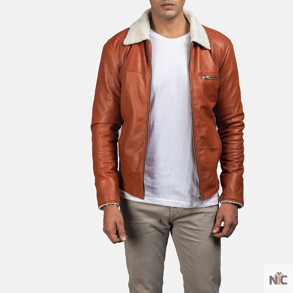 Dan Frost Tan Shearling Jacket Clanton Jacket