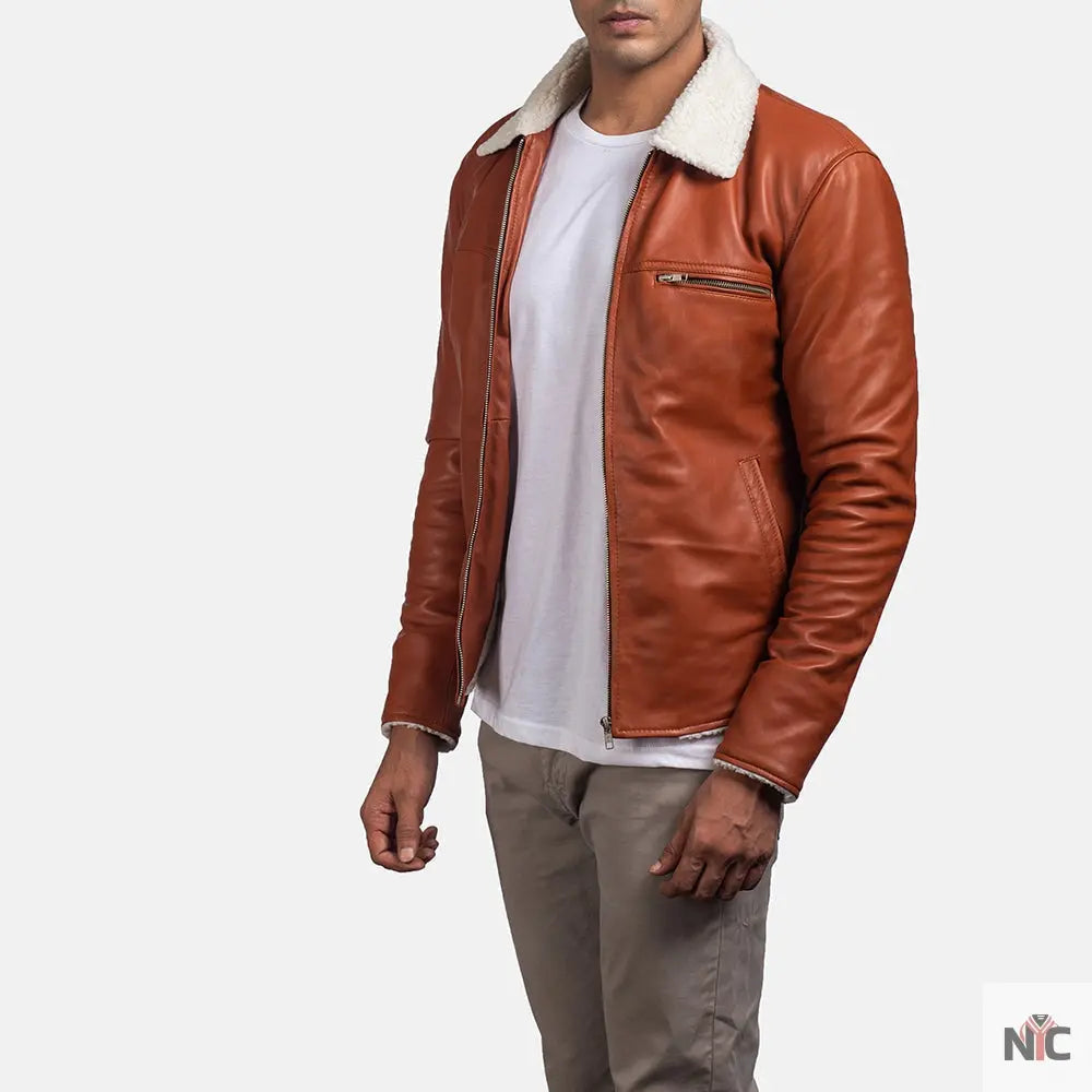 Dan Frost Tan Shearling Jacket Clanton Jacket