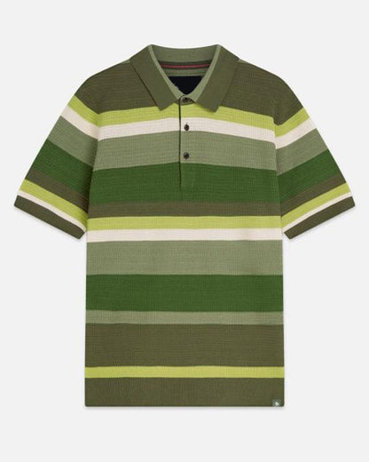 Tim Jo Reasonable Doubt Season 4 Stripe Textured Polo Shirt - front view