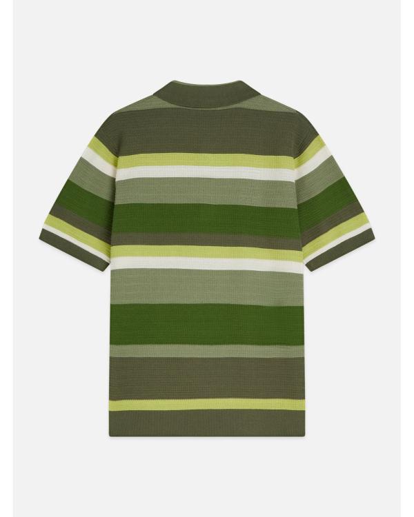 Tim Jo Reasonable Doubt Season 4 Stripe Textured Polo Shirt - side view