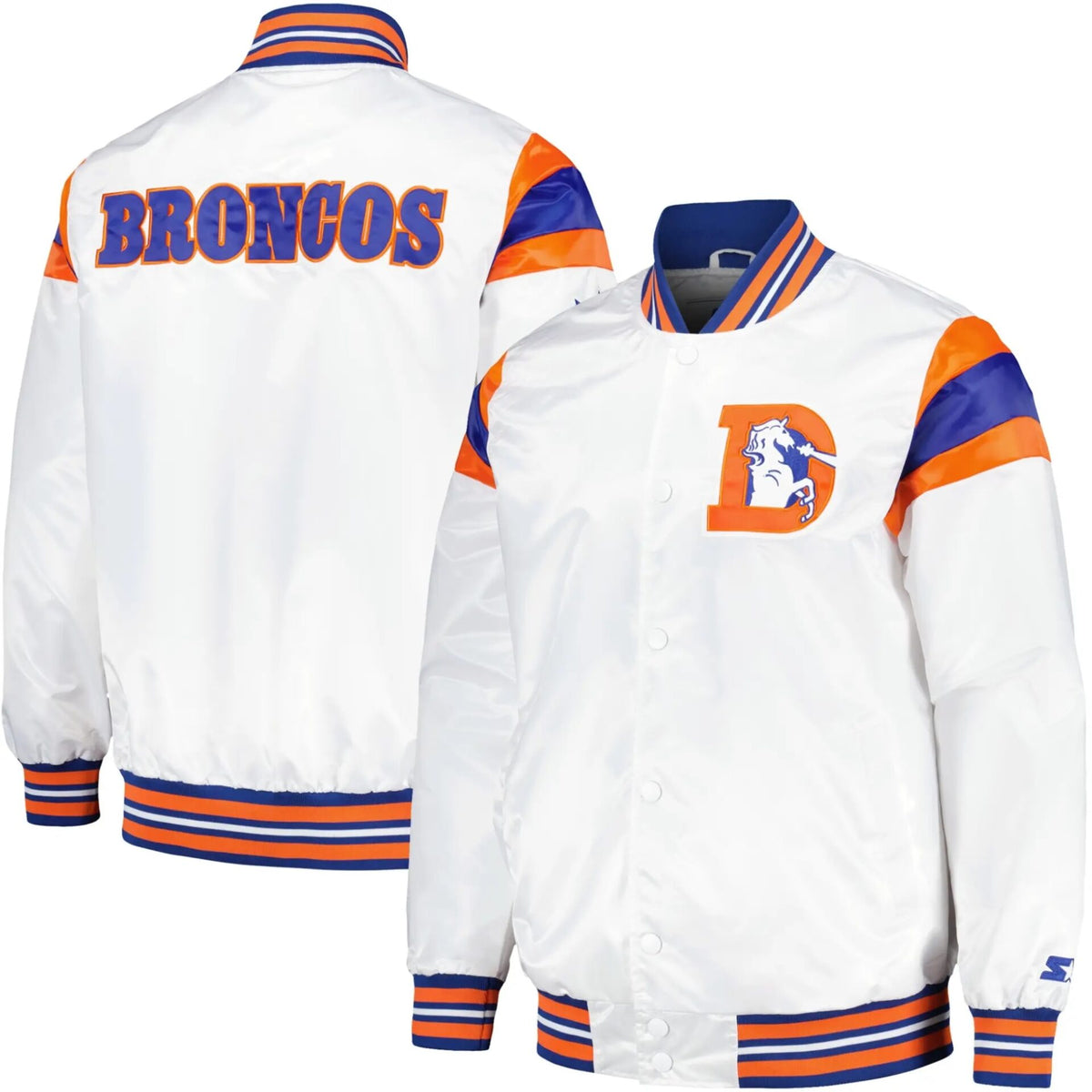 Denver Broncos Vintage Satin Varsity Jacket - back view