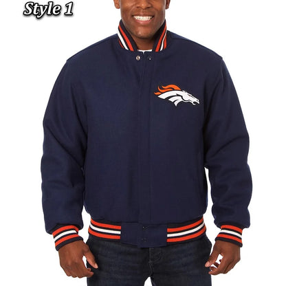 Denver Broncos Wool Varsity Blue Jacket - back view