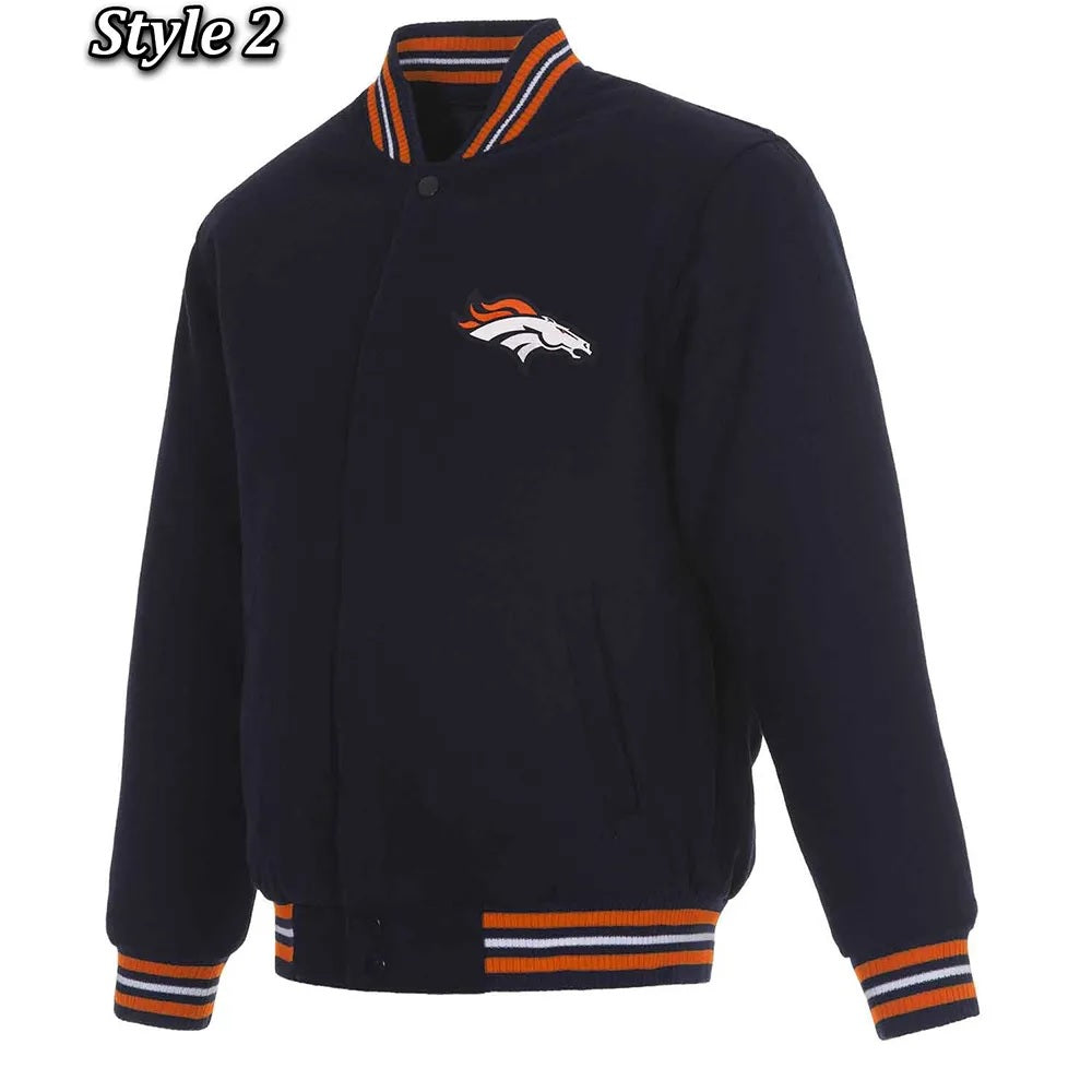 Denver Broncos Wool Varsity Blue Jacket - detail view