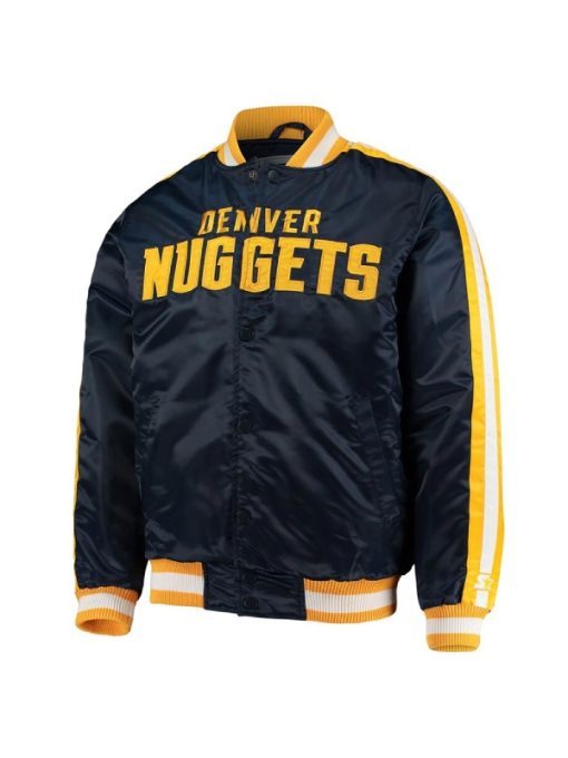 Denver Nuggets Offensive Navy Varsity Satin Jacket