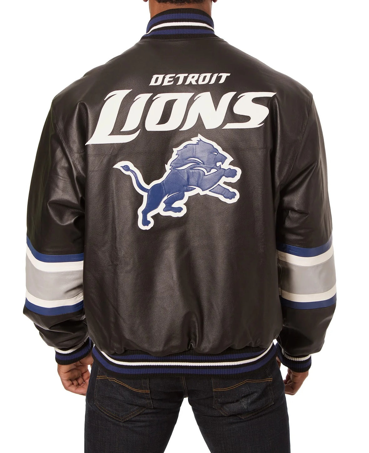 Detroit Lions Leather Jacket - back view