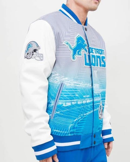 Detroit Lions Remix Wool Varsity Jacket - back view