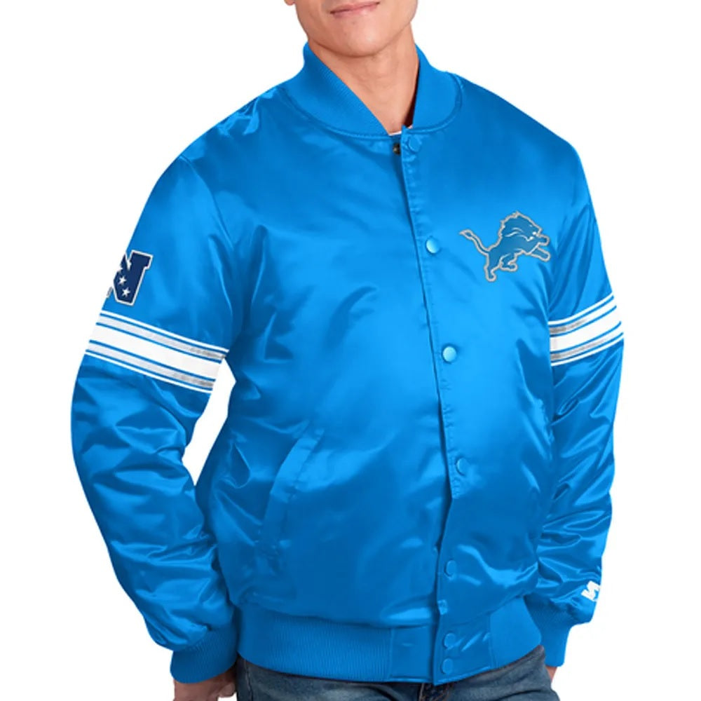 Detroit Lions Striped Bomber Jacket - back view