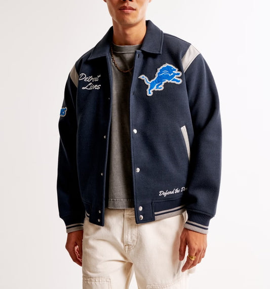 Detroit Lions Varsity Bomber Jacket - back view