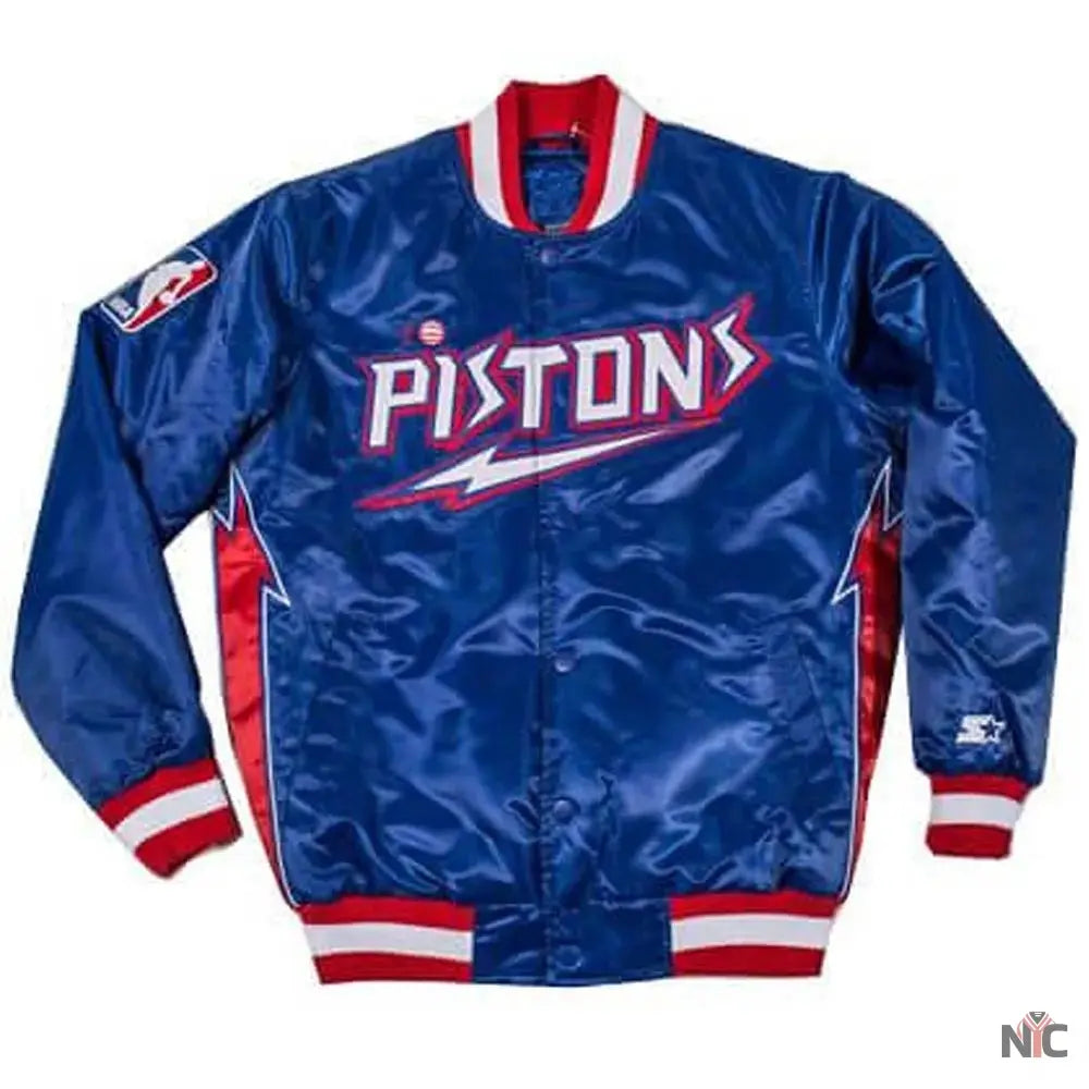 Detroit Pistons Classic Varsity Satin Jacket Clanton Jacket