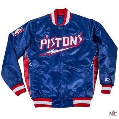 Detroit Pistons Classic Varsity Satin Jacket Clanton Jacket