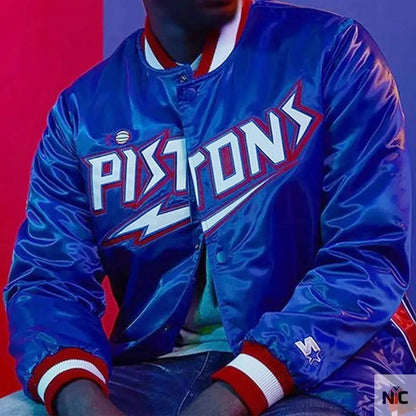 Detroit Pistons Classic Varsity Satin Jacket Clanton Jacket