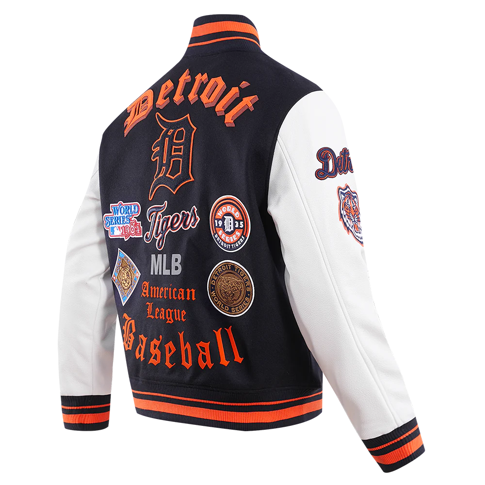 Detroit Tigers Old English Wool Varsity Jacket - detail view