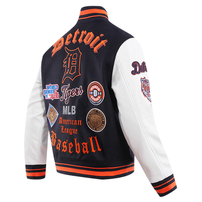 Detroit Tigers Old English Wool Varsity Jacket - detail view