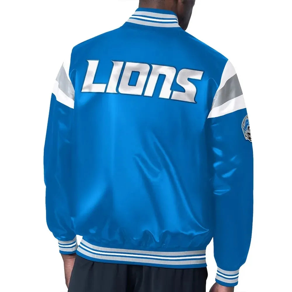 Detroit Lions Midweight Blue Satin Jacket