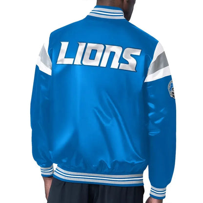 Detroit Lions Midweight Blue Satin Jacket