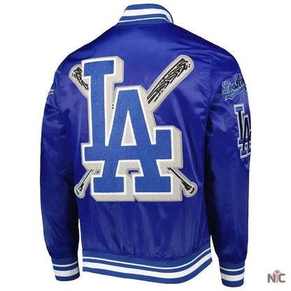 Dodgers Pro Standard Royal Mash Up Satin Varsity Jacket Clanton Jacket