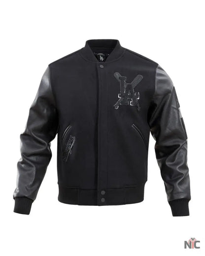 Dodgers Pro Triple Black Wool Varsity Jacket Clanton Jacket