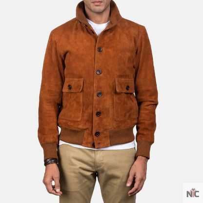 Eaton Brown Suede Bomber Jacket Clanton Jacket