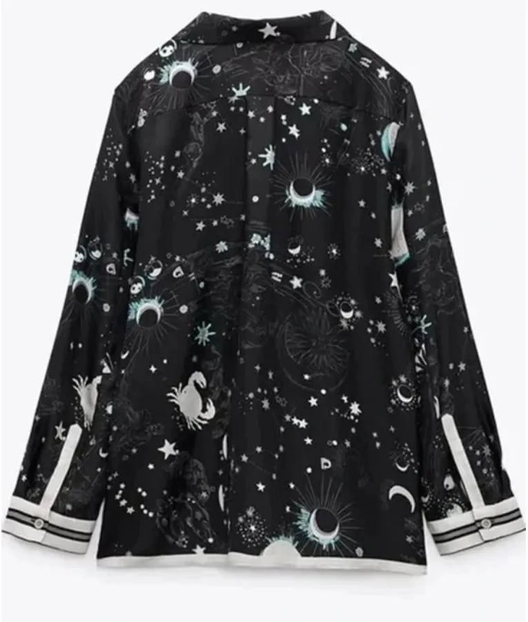 Elsbeth S02 Carrie Preston Stars Moon Silk Shirt