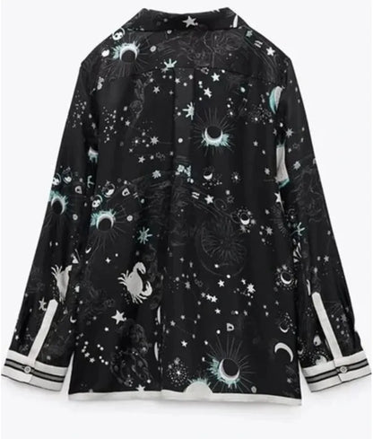 Elsbeth S02 Carrie Preston Stars Moon Silk Shirt