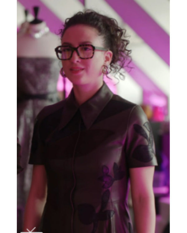 Emily In Paris S04 Anaïs Weill Floral Patchwork Leather Dress