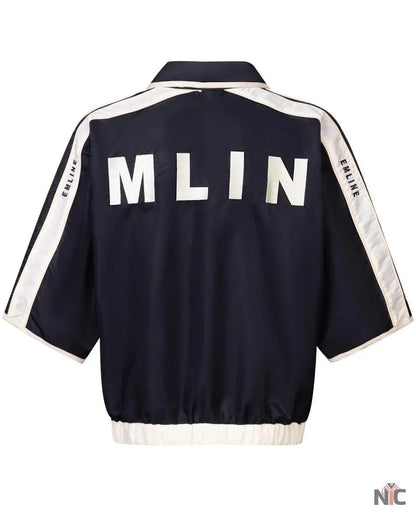 Emline Satin Windbreaker Top Black & Cream Clanton Jacket