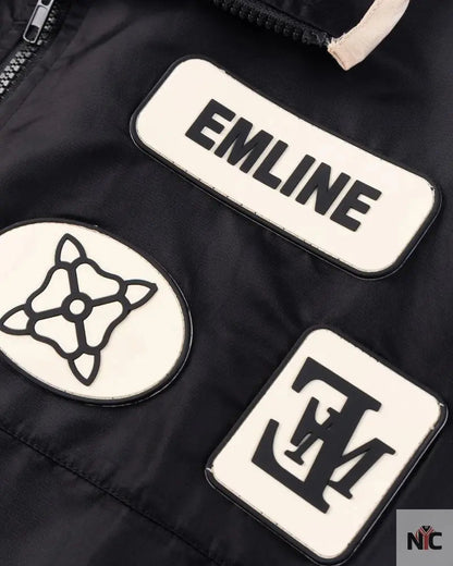 Emline Satin Windbreaker Top Black & Cream Clanton Jacket